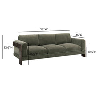 Eves 91" Olive Green Upcycled Contract-Grade Chenille Sofa