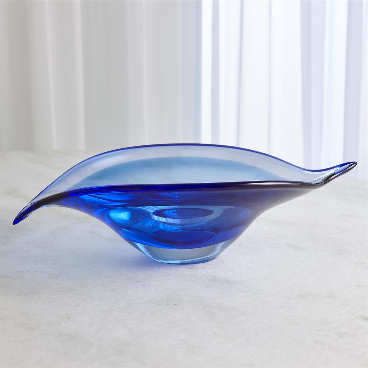 Waves Bent Leaf Blue Bowl