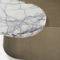 Magnolia 54" Modern White Marble & Antique Brass Coffee Table