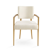 Rebeka Ivory Linen & Gold Dining Chairs - With Arms (Set of 2)