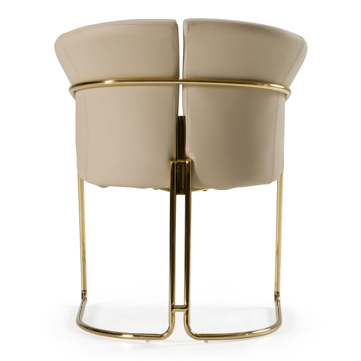Corita Beige Vegan Leather + Champagne Gold Dining Chair