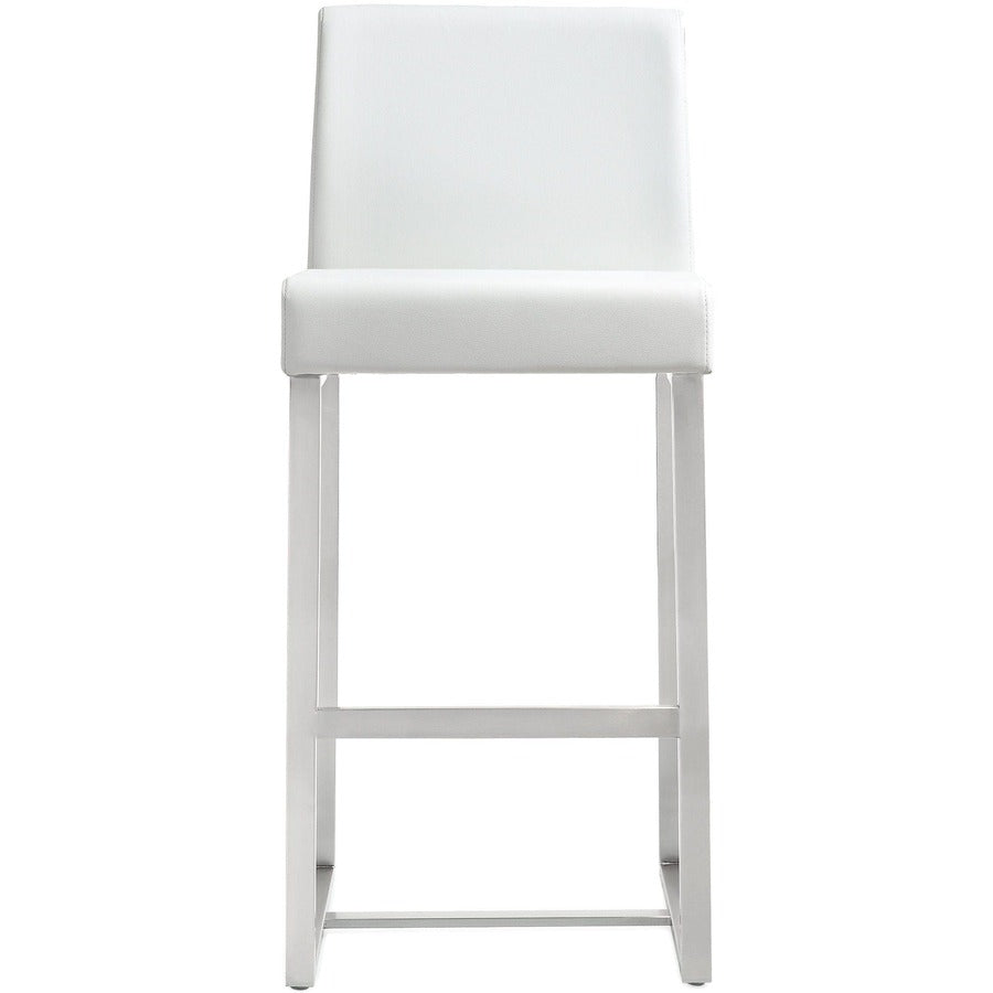 Moriah White Vegan Leather & Steel Counter Stools (Set of 2) - Luxury Living Collection