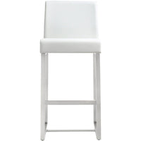 Moriah White Vegan Leather & Steel Counter Stools (Set of 2) - Luxury Living Collection