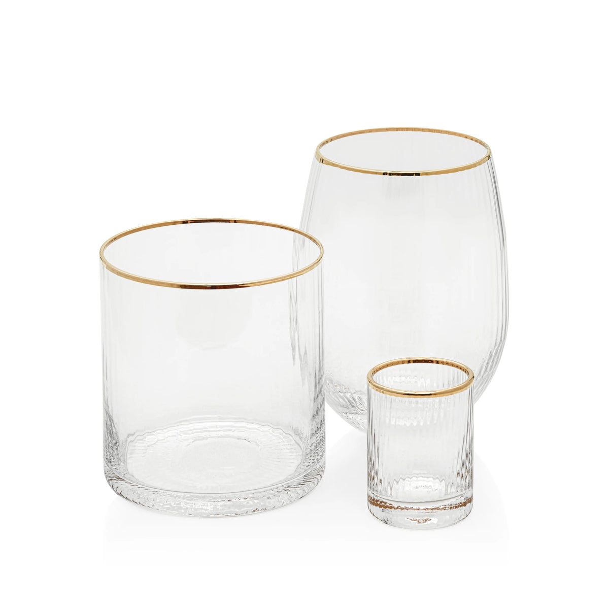 Optic Rocks Glass with Gold Rim - Set of 12