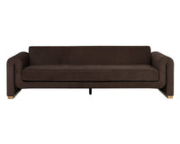 Romer 100" Cocoa Nubuck Leather Sofa with Brushed Gold Legs