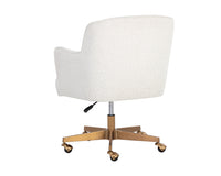 Karina White Boucle & Gold Curved Desk Chair