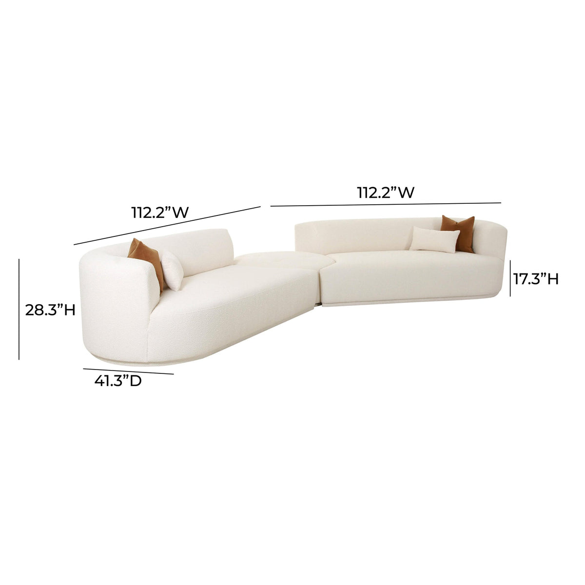 Pablo 153" Cream Boucle 3-Piece Modular Sectional - Luxury Living Collection