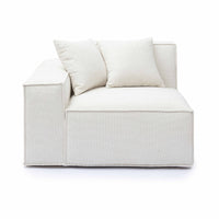 Mindy Cream Chenille Basketweave LAF Corner Chair