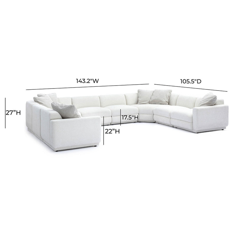Arabella 143.2" Cream Chenille Modular U-Sectional