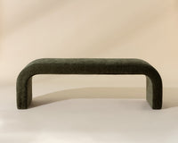 Nahara Rich Olive Plush Upholstered Arch Bench