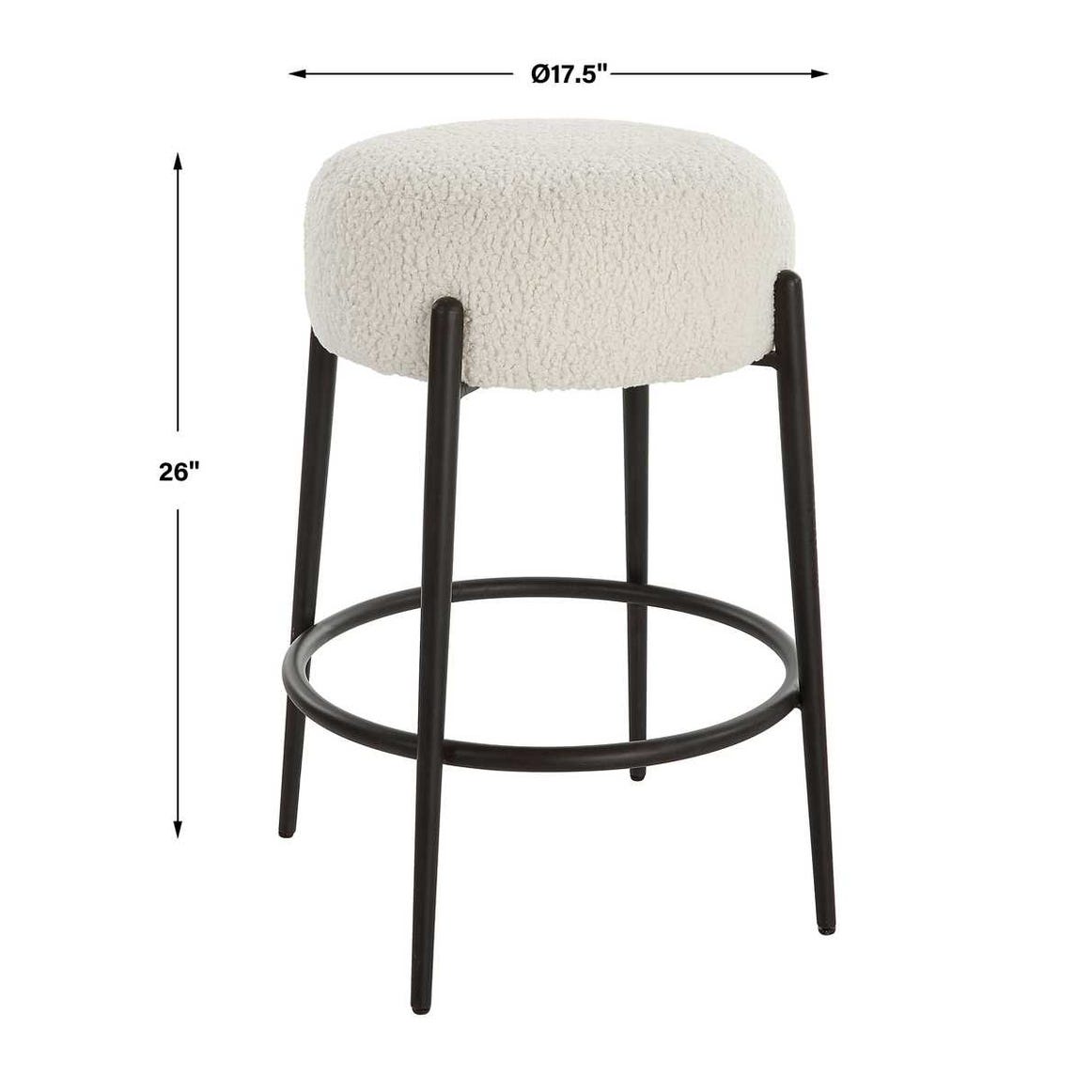 Riely White Faux Shearling & Black Counter Stool
