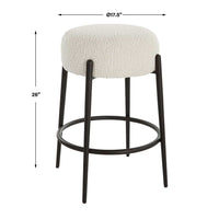 Riely White Faux Shearling & Black Counter Stool