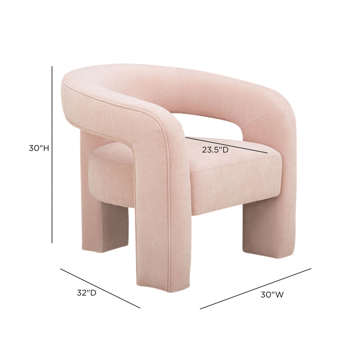 Clara Blush Performance Velvet Curved Accent Chair