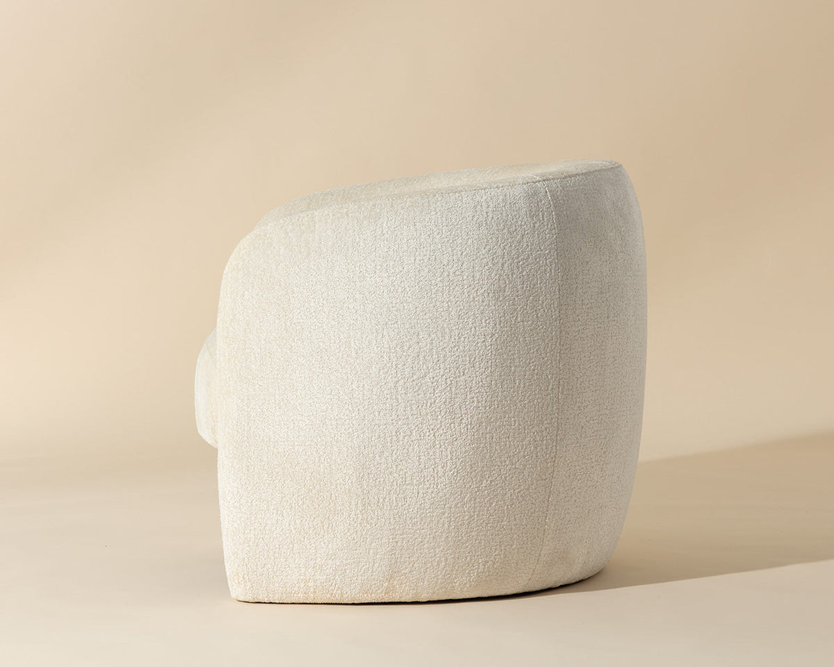 Mircea Ivory Plush Upholstered Curved Accent Chair