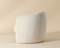 Mircea Ivory Plush Upholstered Curved Accent Chair