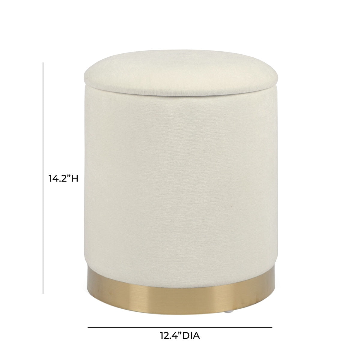 Karina Cream Chenille Storage Ottman