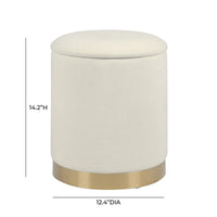 Karina Cream Chenille Storage Ottman
