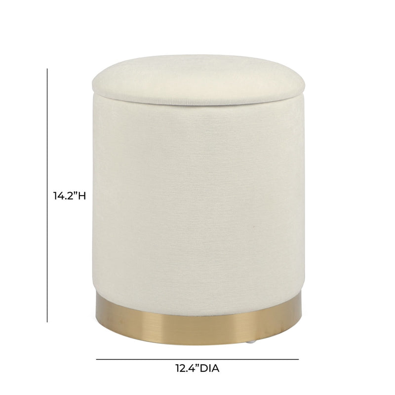 Karina Cream Chenille Storage Ottman