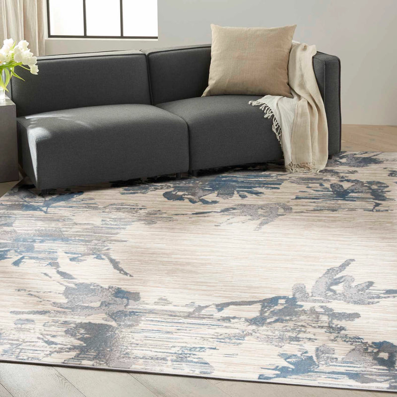 Eloise Abstract Floral Ivory, Grey & Blue Area Rug