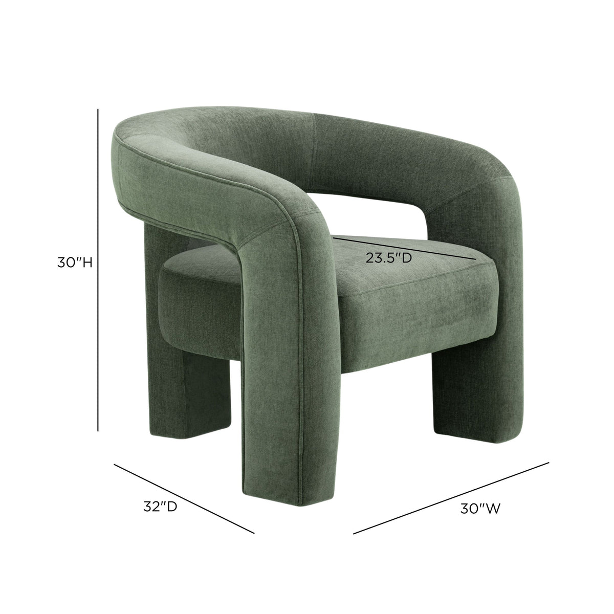 Clara Green Performance Velvet Curved Accent Chair