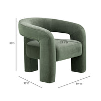 Clara Green Performance Velvet Curved Accent Chair