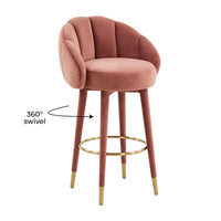 Morant Performance Salmon Velvet Swivel Bar Stool - Luxury Living Collection