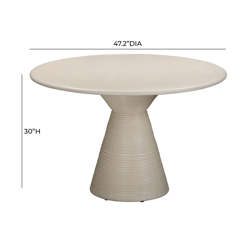Erine Beige Textured Faux Plaster Concrete Indoor / Outdoor 47" Round Dining Table
