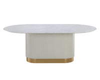 Paloma Oval 84" Marble Top White & Gold Dining Table