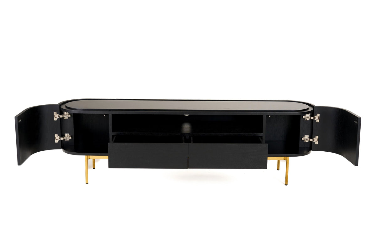 Anita Modern Black Oak & Gold TV Stand