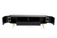 Anita Modern Black Oak & Gold TV Stand
