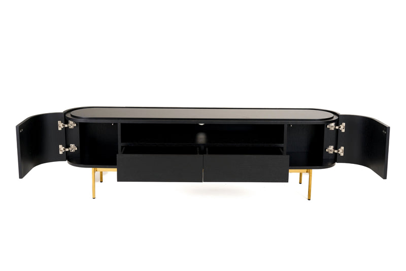 Anita Modern Black Oak & Gold TV Stand