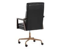 Collin Black Leather & Oak Brushed Gold Desk Chair