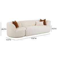 Pablo 111.8" Cream Boucle 2-Piece Modular RAF Sofa