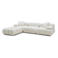 Vogue 118.2" Cream Performance Vegan Shearling 4 Piece Modular Sectional