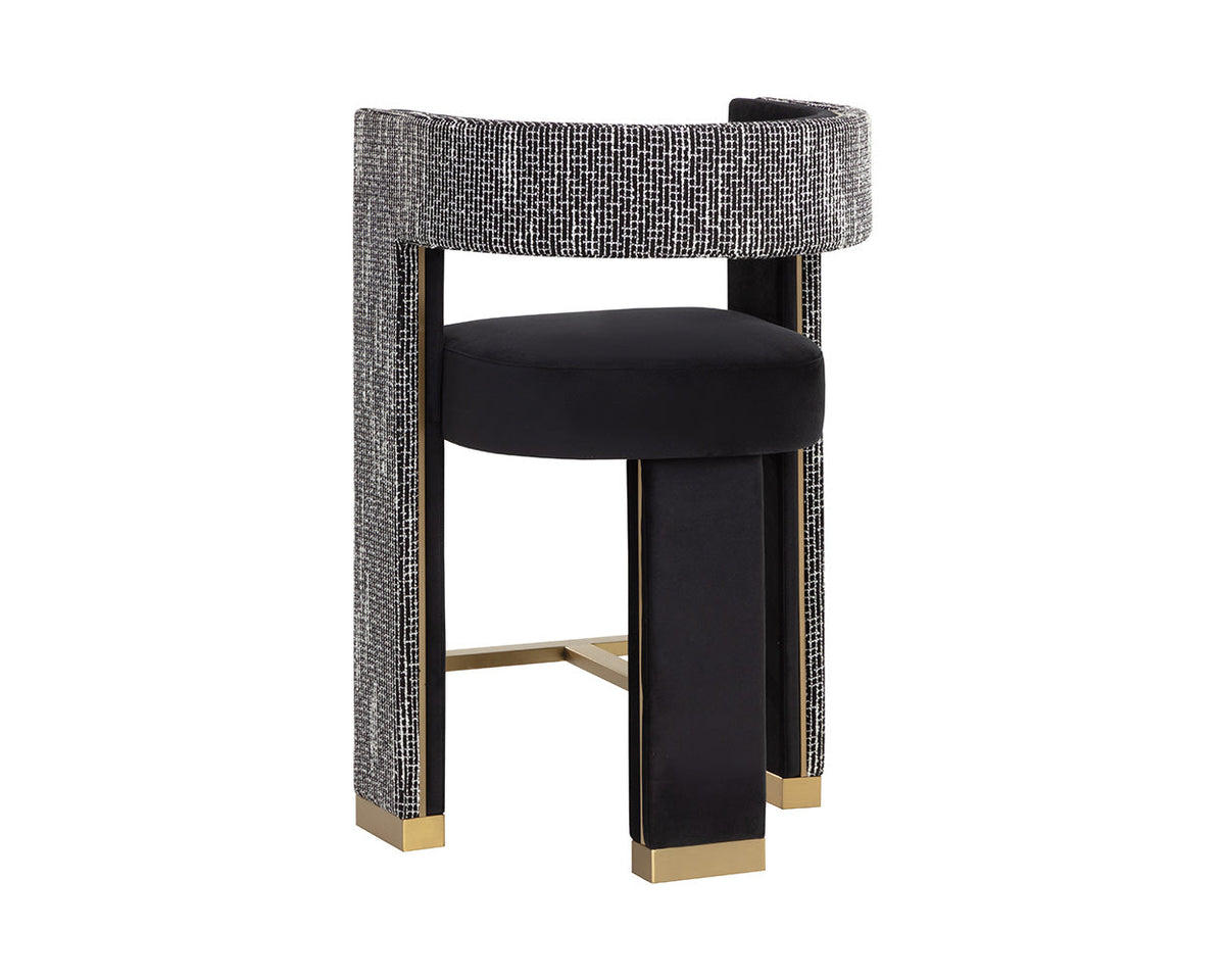 Adamina Black, Night Fabric & Gold Counter Stool