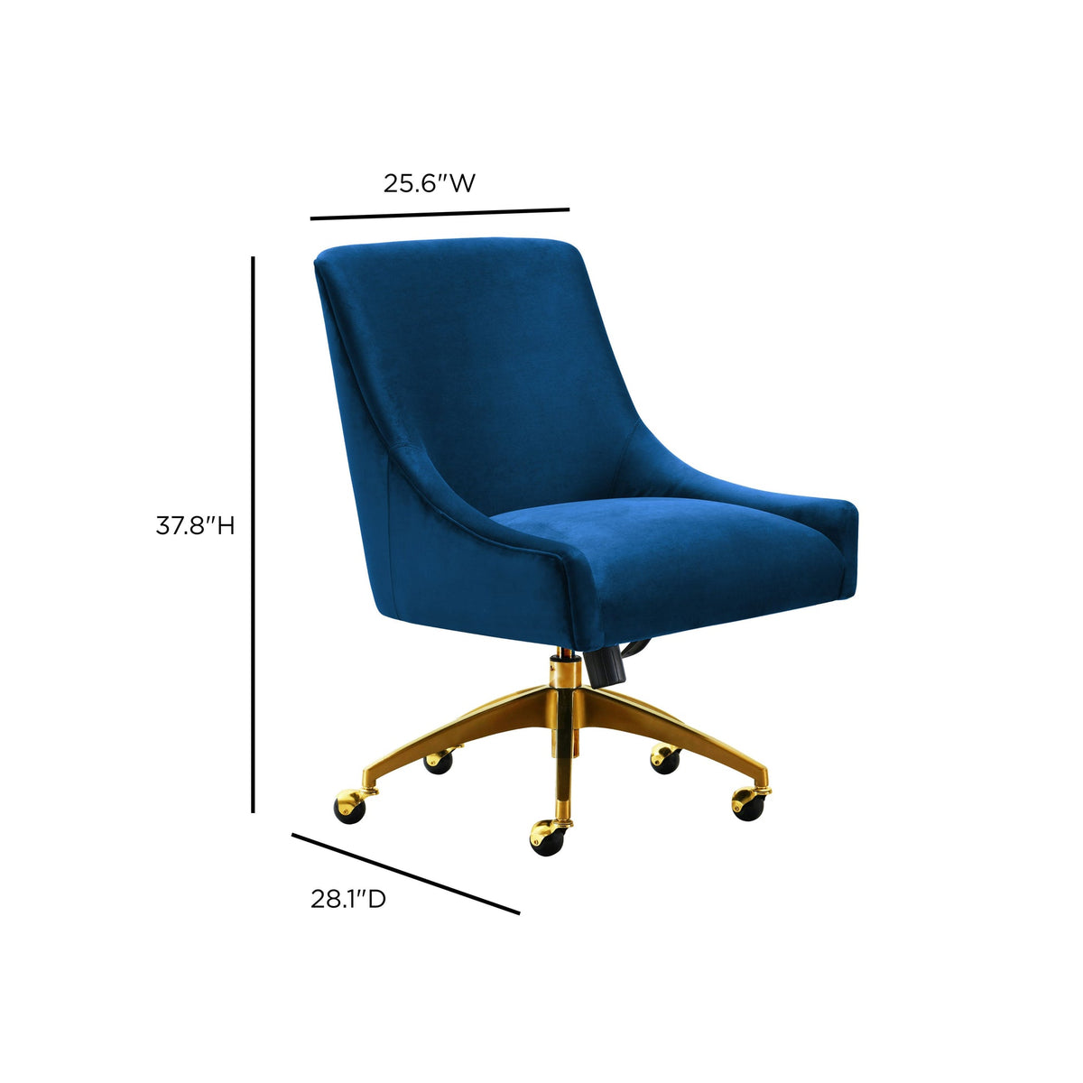 Prado Navy Velvet Office Swivel Office Chair - Luxury Living Collection