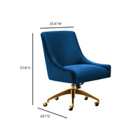 Prado Navy Velvet Office Swivel Office Chair - Luxury Living Collection