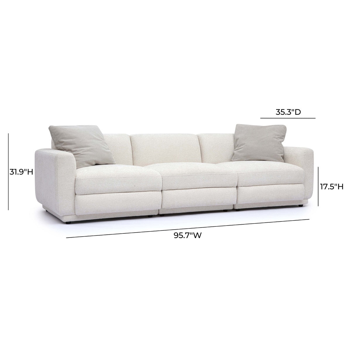 Arabella 95.7" Cream Chenille Modular Sofa