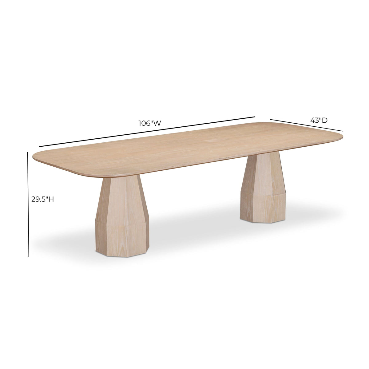 Brooke Driftwood 106" Ash Wood Rectangular Dining Table