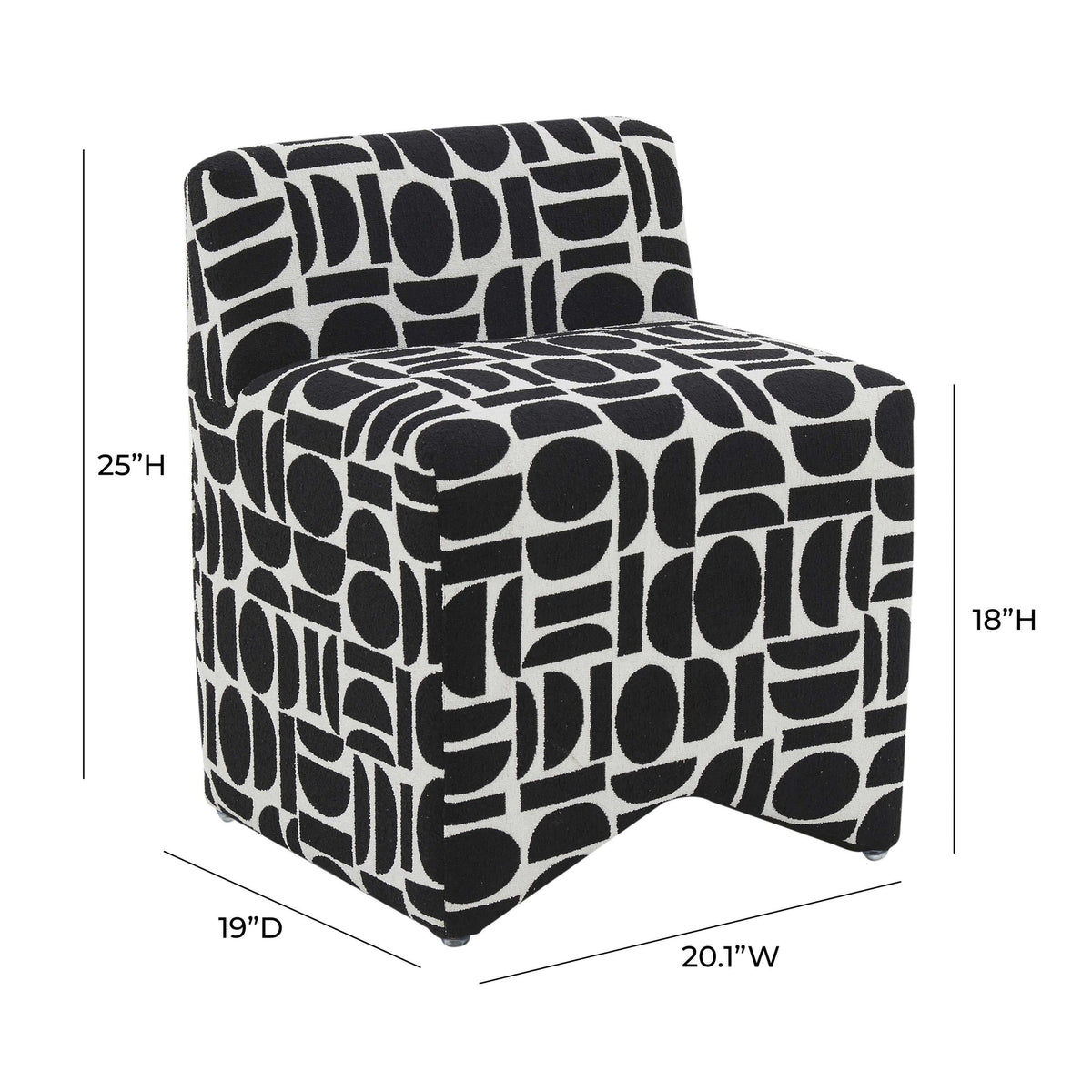 Geo Black Geometric Jacquard Weave Stool