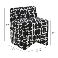 Geo Black Geometric Jacquard Weave Stool