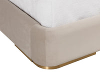 Clarimond Taupe & Light Moon Fabric King Bed with Brushed Gold