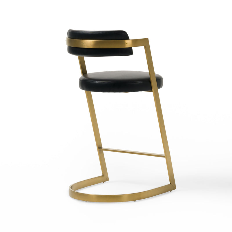 Diana Black Leatherette & Gold Counter Stool