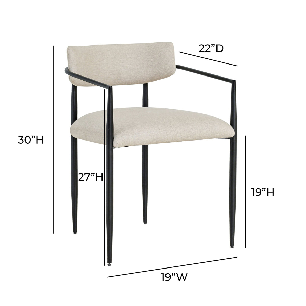 Fatime Cream Linen Forged Iron Dining Chair