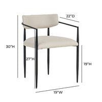 Fatime Cream Linen Forged Iron Dining Chair