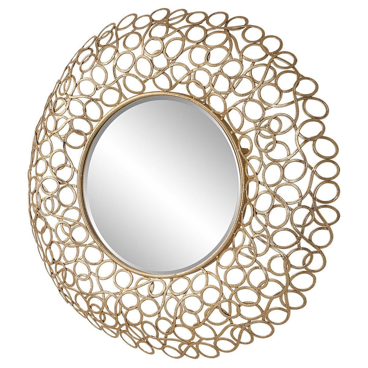 Penelope 42" Curled Gold Leaf Round Mirror