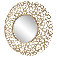 Penelope 42" Curled Gold Leaf Round Mirror