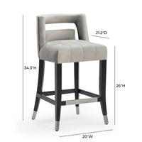 Rina Grey Velvet Counter Stool - Luxury Living Collection