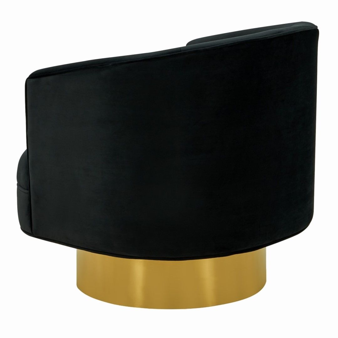 Bergen Modern Black Fabric with Brushed Gold Accent Chair