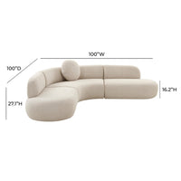 Sofie 100" Beige Sectional Sofa - Luxury Living Collection